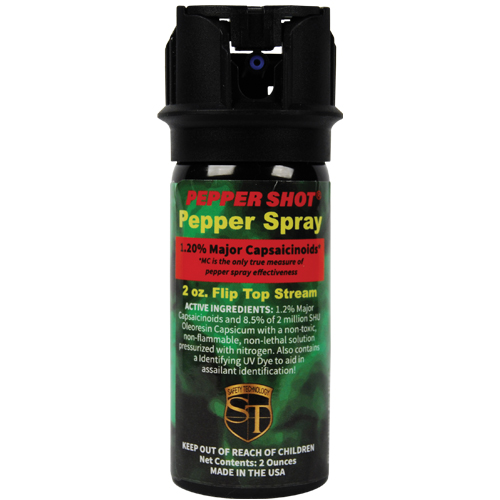 Pepper Shot 1.2% MC 2 oz pepper spray stream flip top