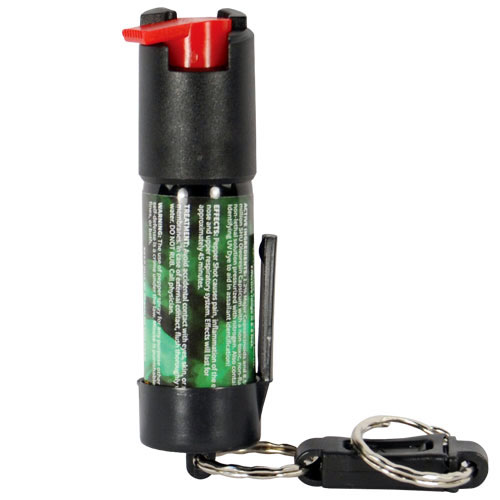 Pepper Shot 1.2% MC 1/2 oz pepper spray belt clip and quick release keychain